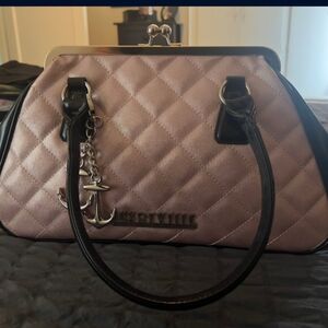 Lux de Ville Quilted Satchel in Pink with Silver Accents